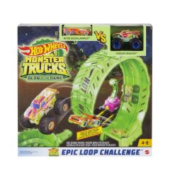 HBN02 Hot Wheels Monster Trucks Karanlıkta Parlayan Çemberde Yarış Seti